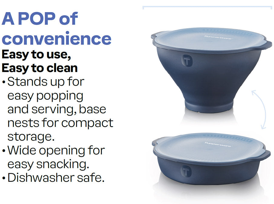 tupperware wow pop pipoqueira de micro-ondas pipoqueira tudo-em-um azul mineral mar noturno