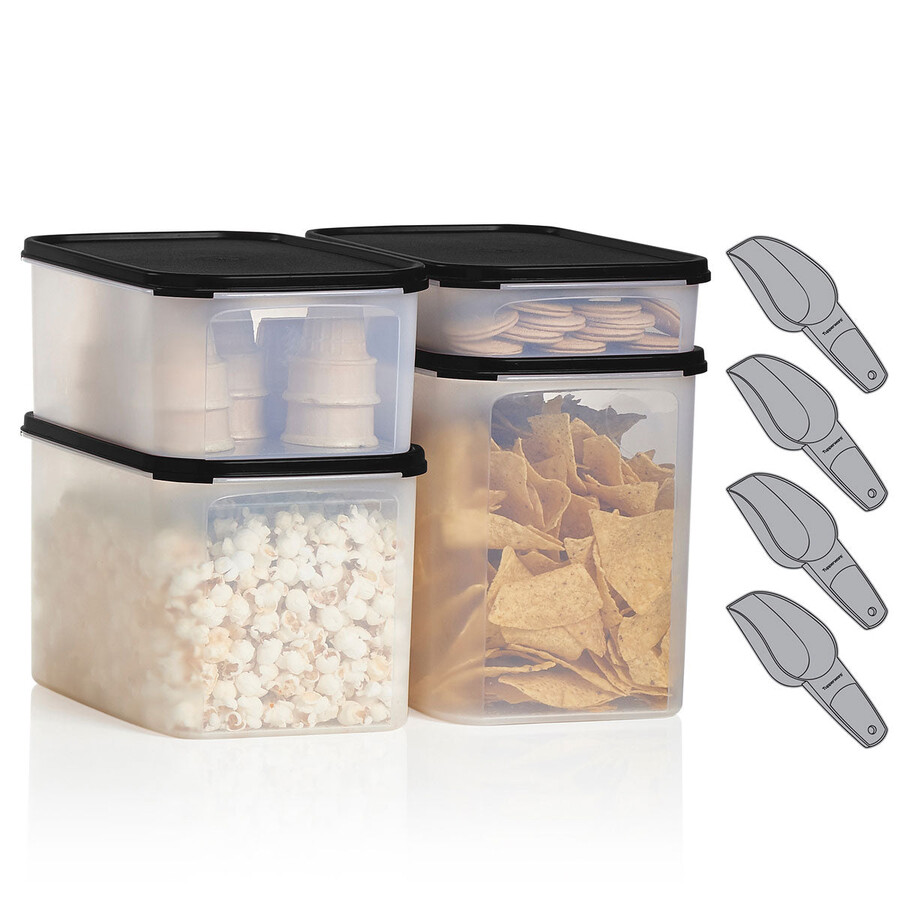 conjunto retangular tupperware modular mates preto jato