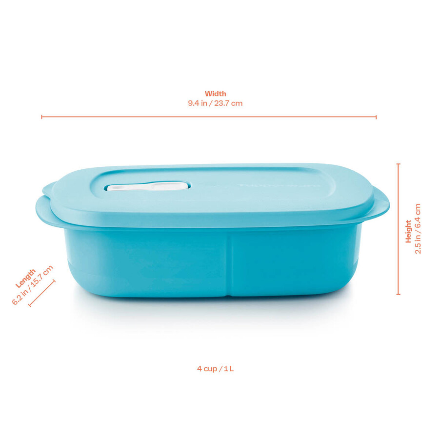 crystalwave prato retangular dividido azul