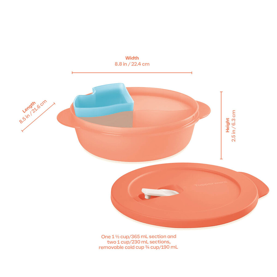 crystalwave plus lunch n dish com copo para bebidas frias laranja azul