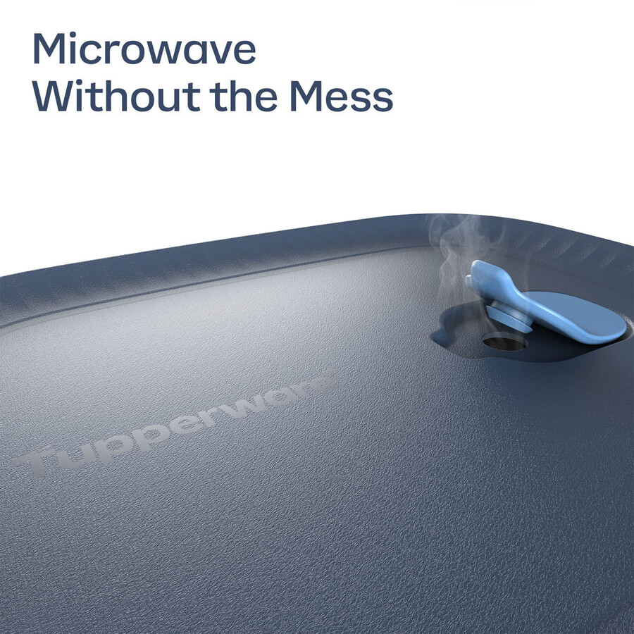 recipiente de vidro tupperware voila para armazenamento de alimentos retangular médio cinza escuro e azul tampa