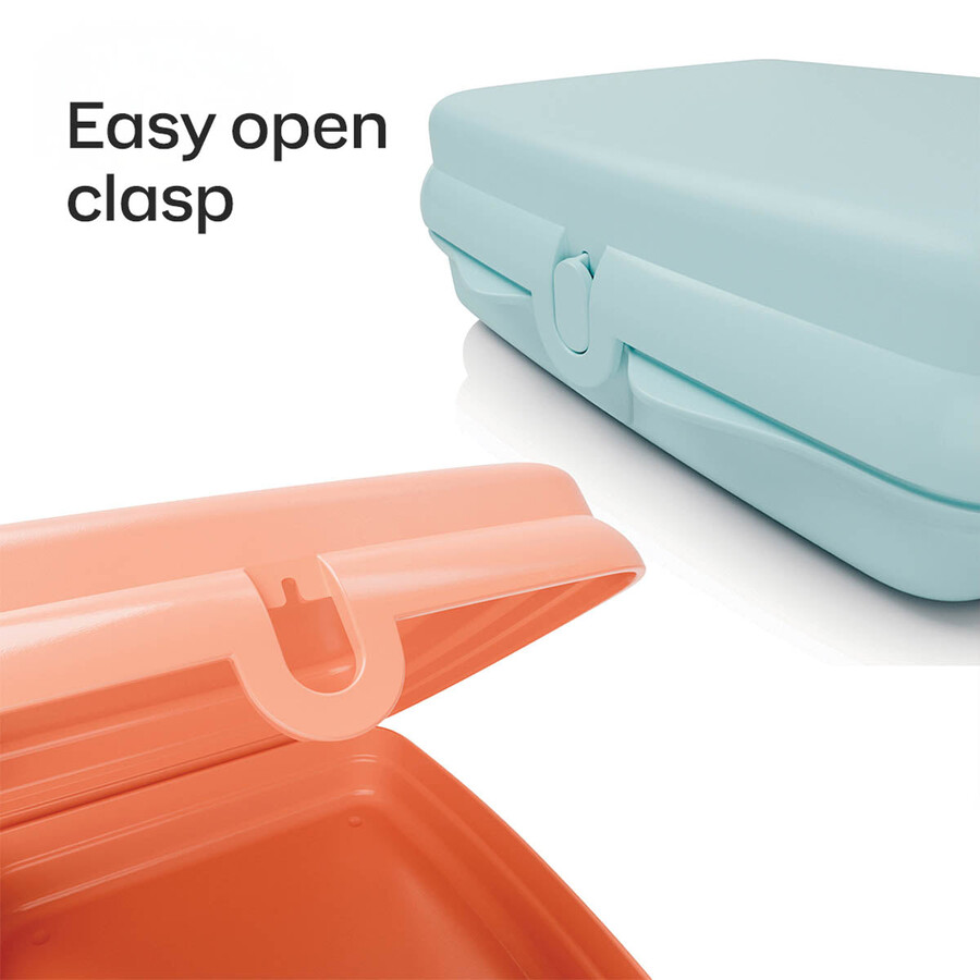 conjunto de 2 lancheiras tupperware para sanduíches - fácil de abrir - ideal para crianças