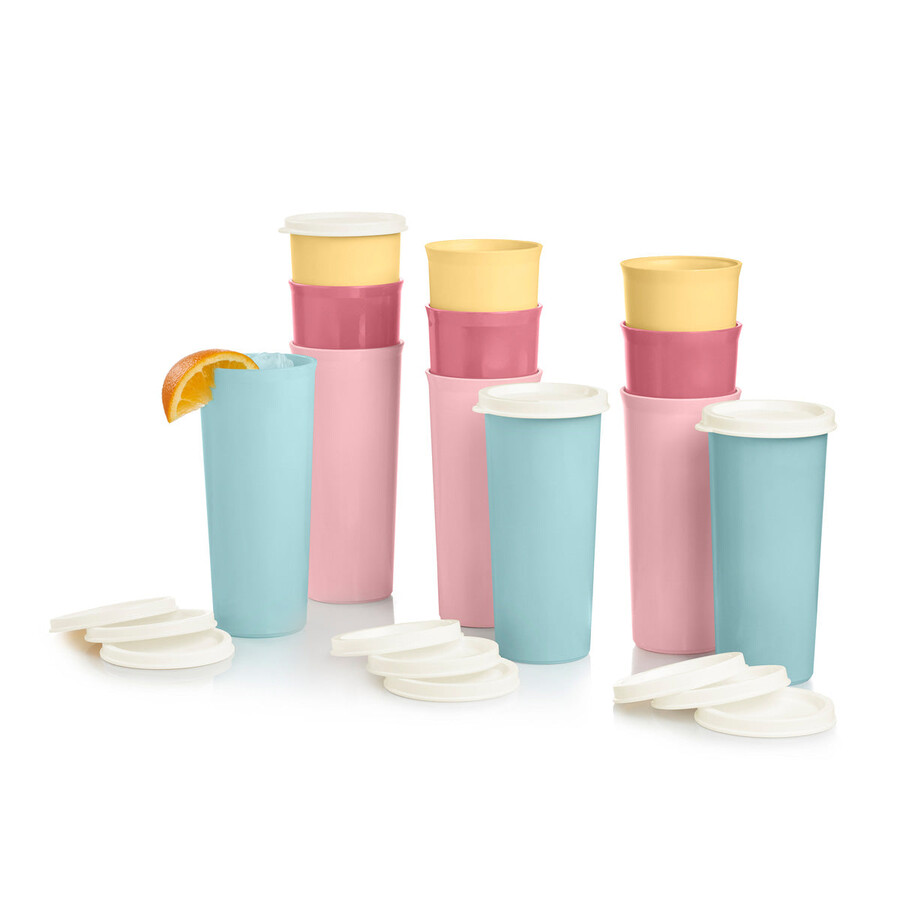 copos vintage 470 ml amarelo azul rosa
