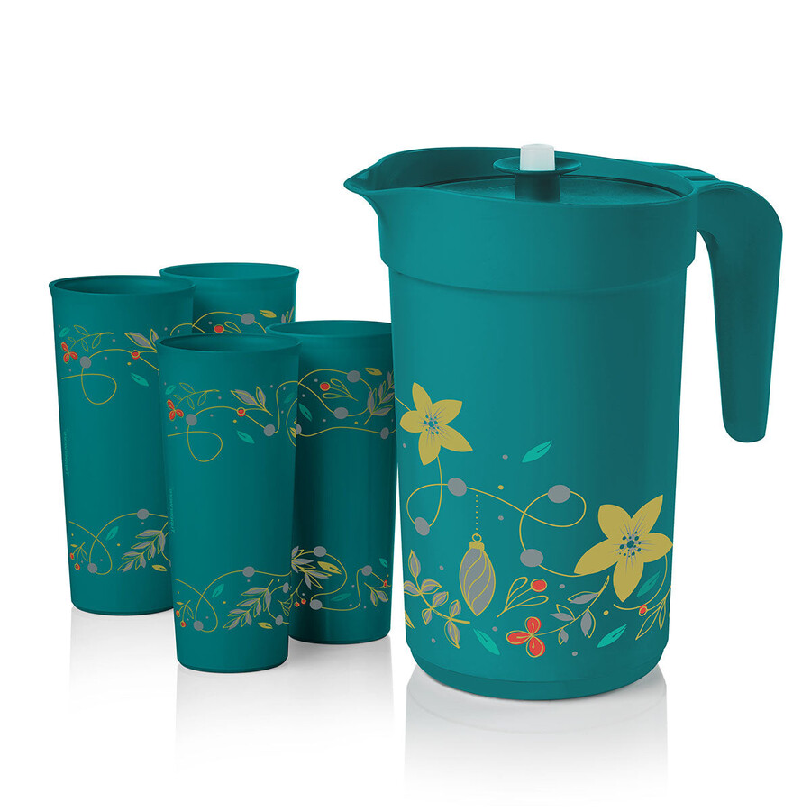 conjunto de jarra e copo tupperware holiday holly conjunto de utensílios de bebida festivos