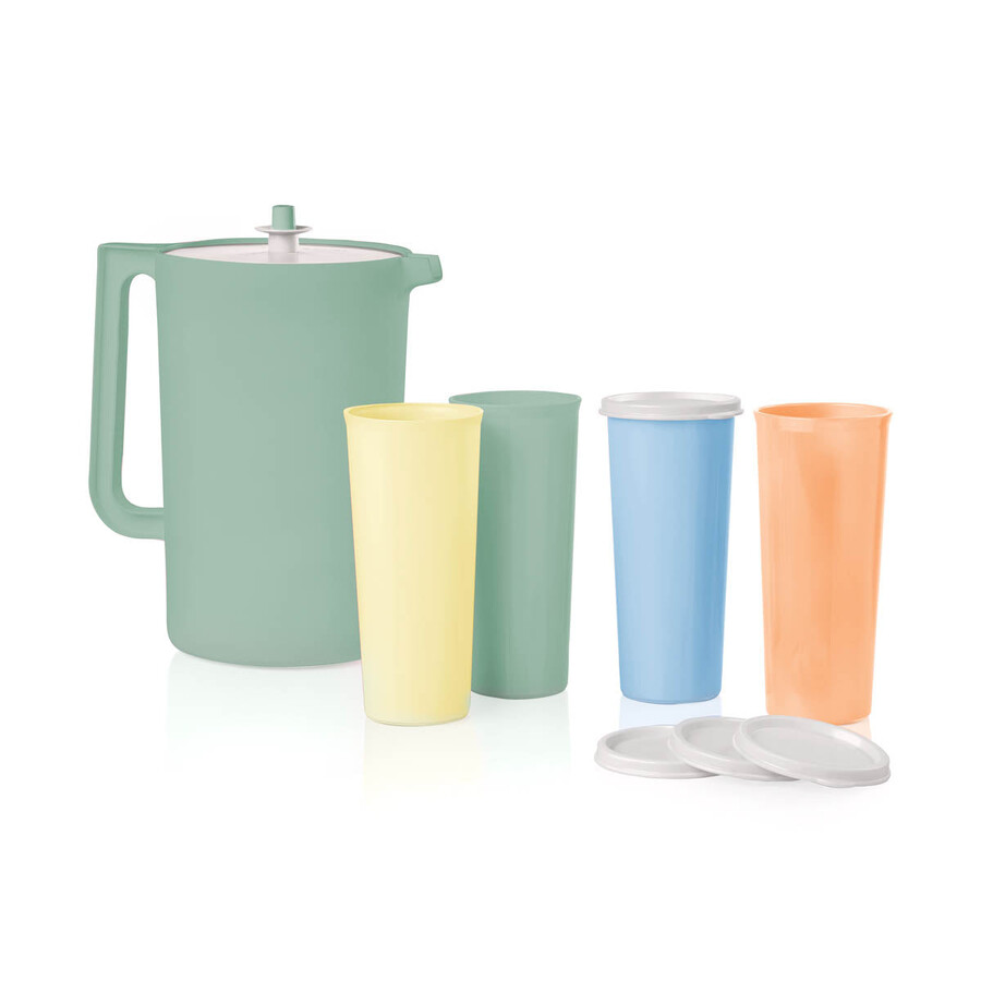 conjunto clássico de jarra e copo sheer tons pastel delicados pêssego suculento cubo de gelo raízes precoces laticínios da cornualha